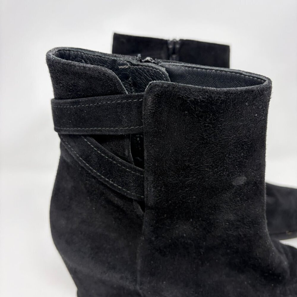 Stuart Weitzman women's suede Fitness wedges 8.5 M black ankle booties - Picture 3 of 11